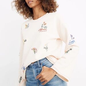 Madewell Botanical Embroidered Bell Sleeve Sweatshirt